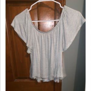 cropped flowy striped shirt